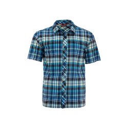 Simms Stone Cold Short Sleeve Shirt Men's in Meridian Madras Plaid